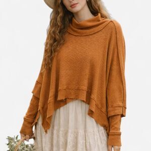 Free People Moon Daisy Thermal Pullover Size S | Boho Slouchy Cozy Layer